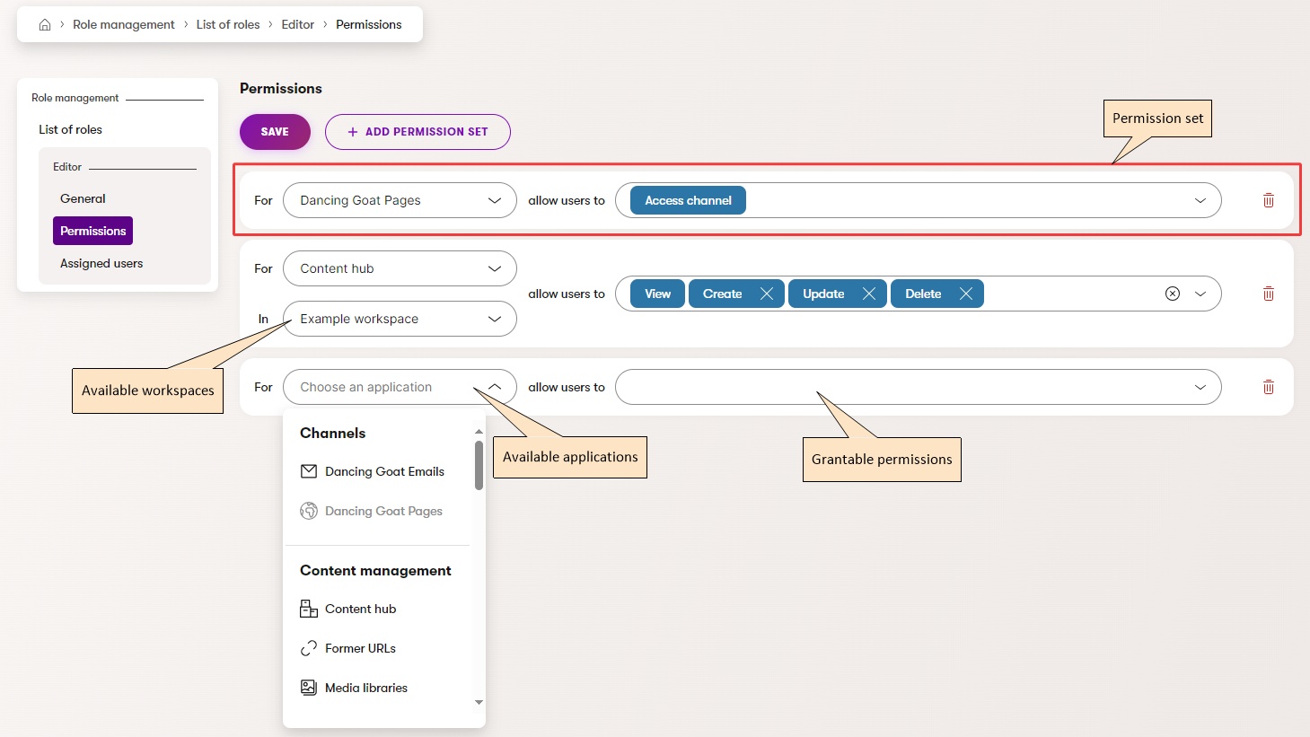 Content hub workspaces