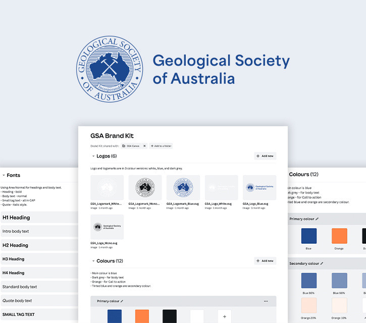 Geological Society of Australia - Consistent branding with templates and a Canva Brand Toolkit